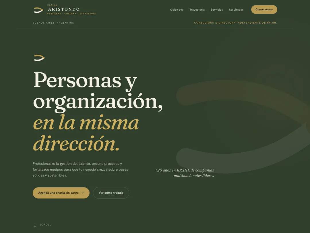 Screenshot of the site of Carina Aristondo