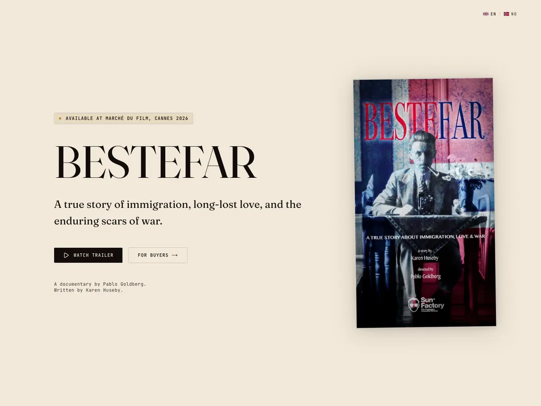 Screenshot of the site of BESTEFAR