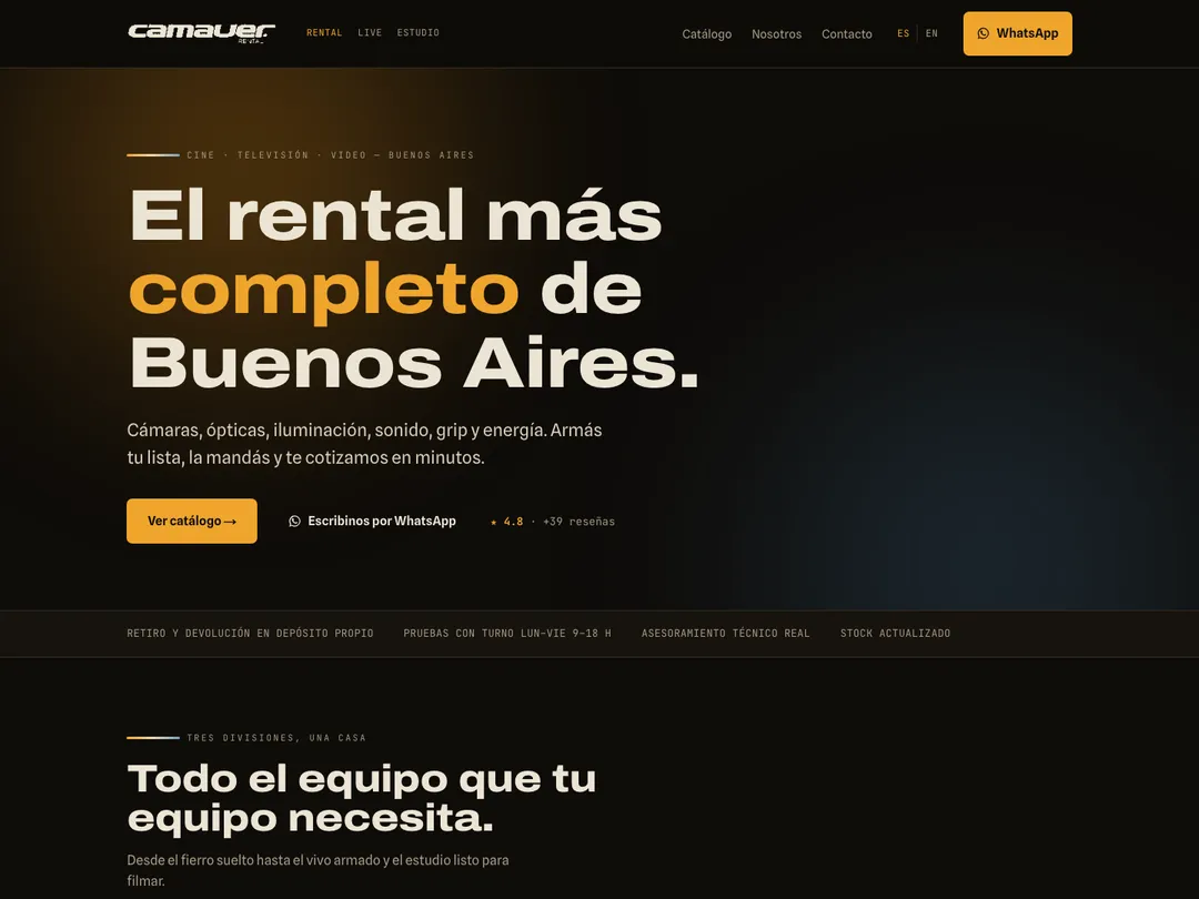 Screenshot of the site of Camauer Rental