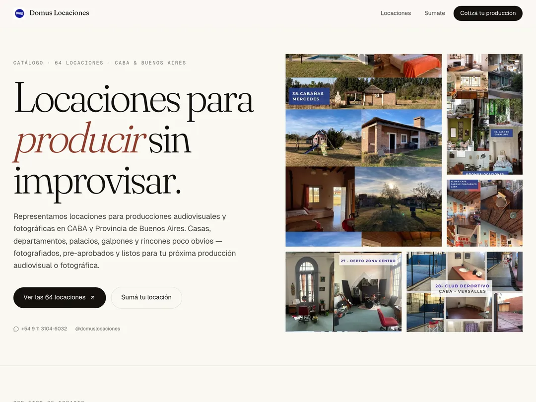 Screenshot of the site of Domus Rouge