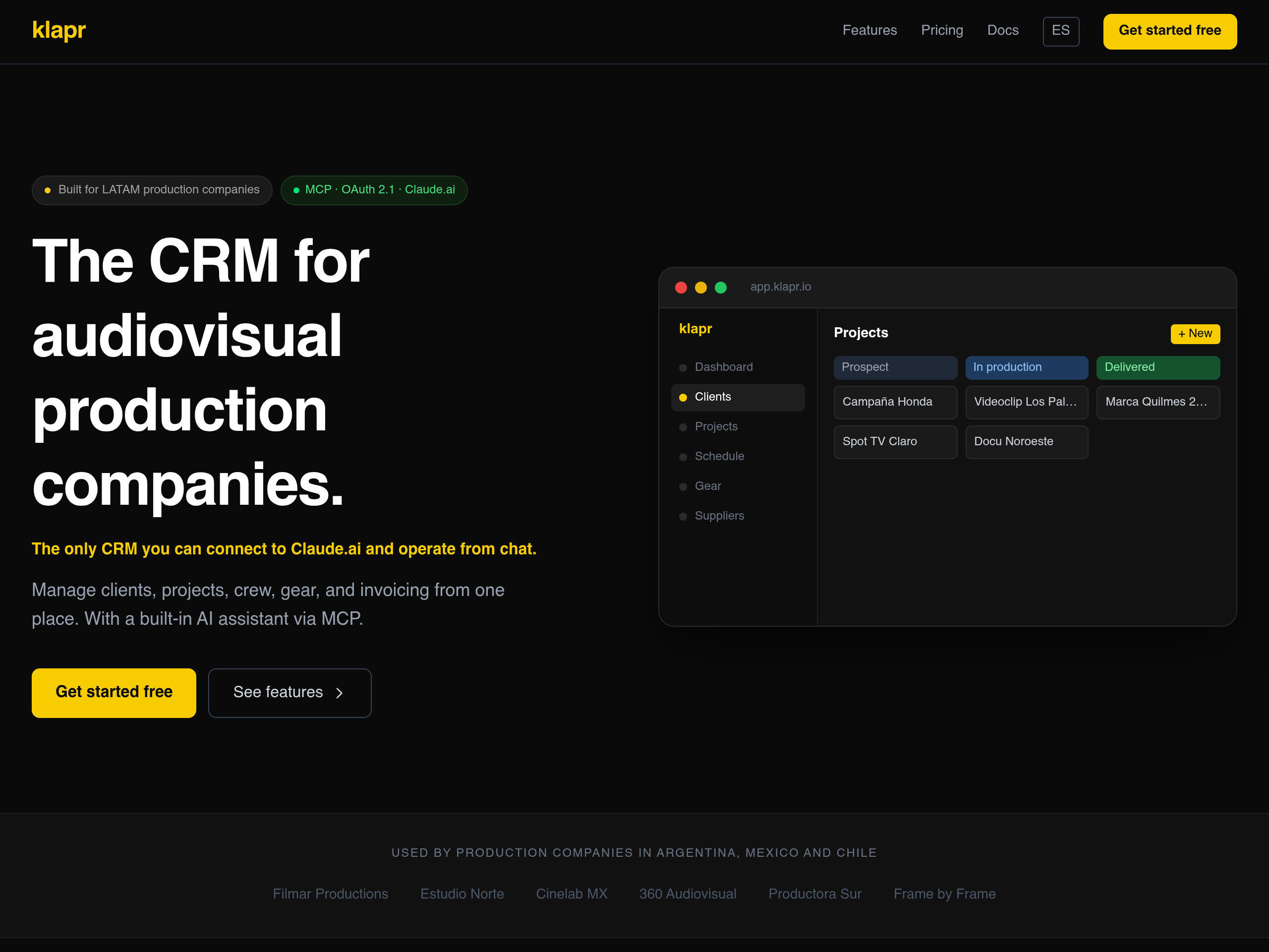 Captura do site de KLAPR