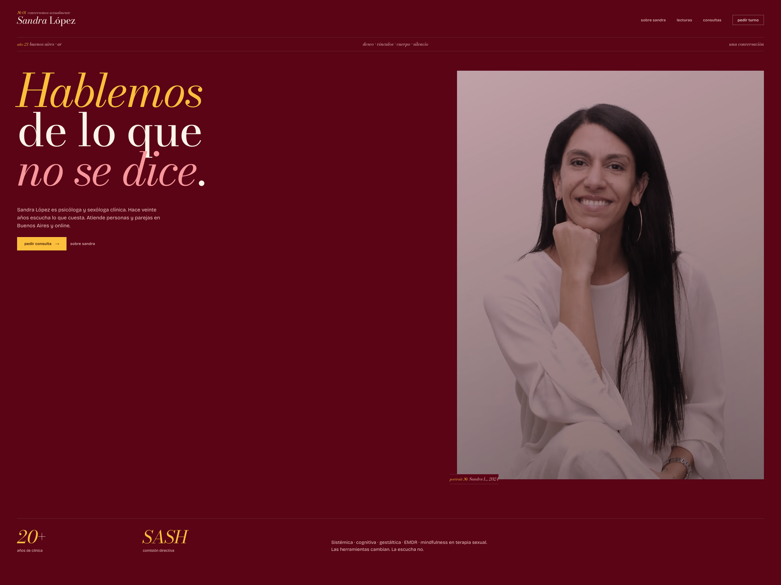 Captura do site de Sandra López